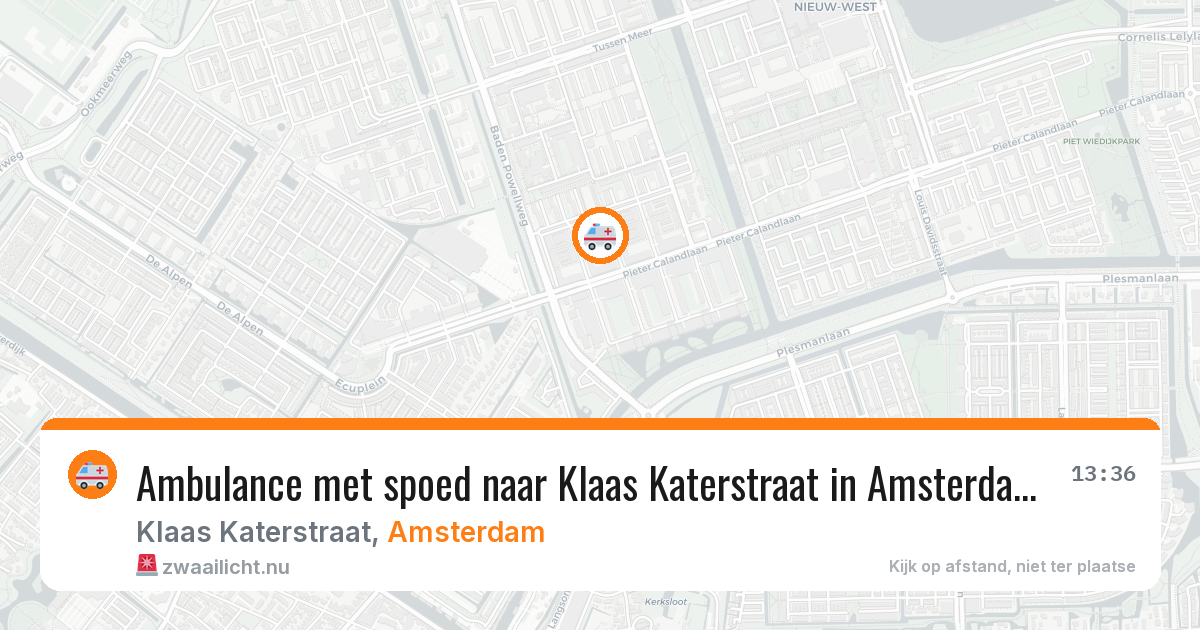 Ambulance met spoed naar Klaas Katerstraat in Amsterdam — 25 mei 2026