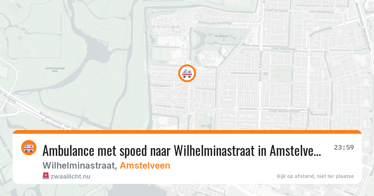 Ambulance met spoed naar Wilhelminastraat in Amstelveen — 14 jul 2026