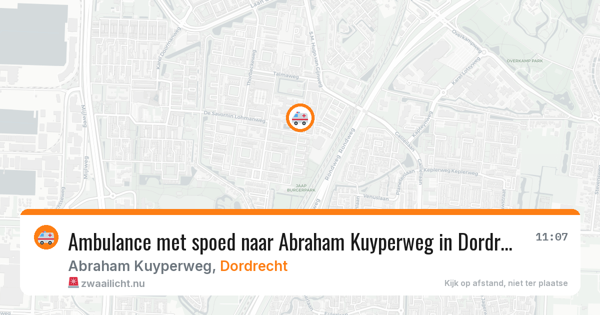 Ambulance met spoed naar Abraham Kuyperweg in Dordrecht — 14 jul 2026