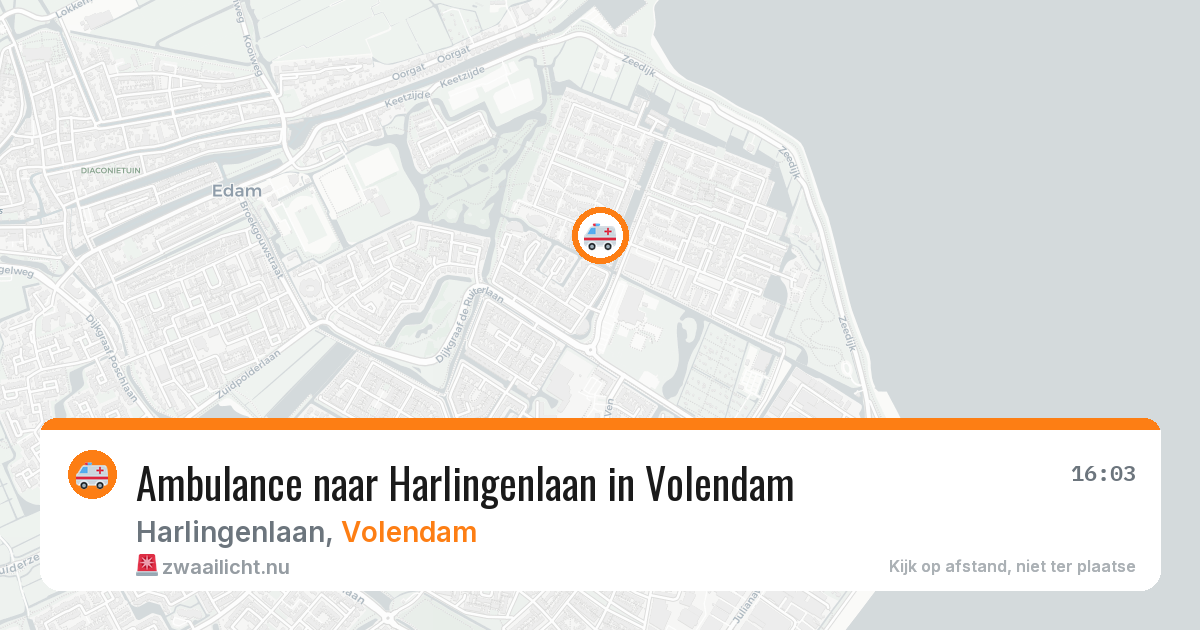 Ambulance naar Harlingenlaan in Volendam — 20 jul 2026