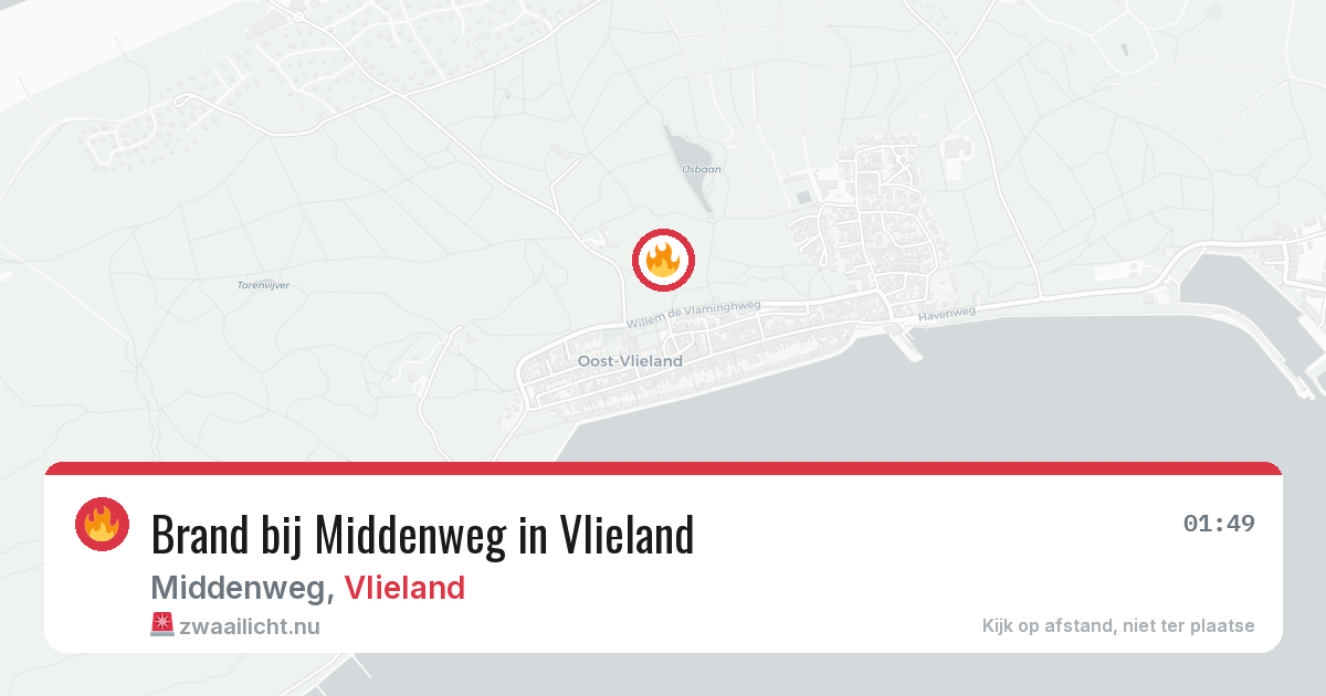 Brand bij Middenweg in Vlieland — 1 jul 2026