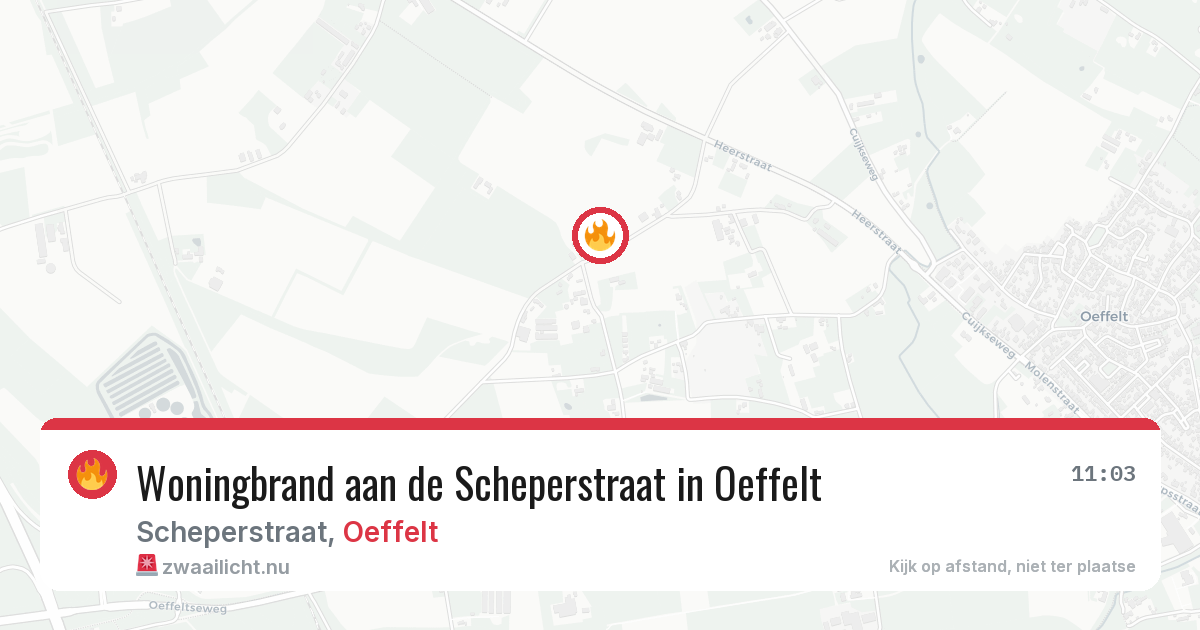 Woningbrand aan de Scheperstraat in Oeffelt — 1 mrt 2026