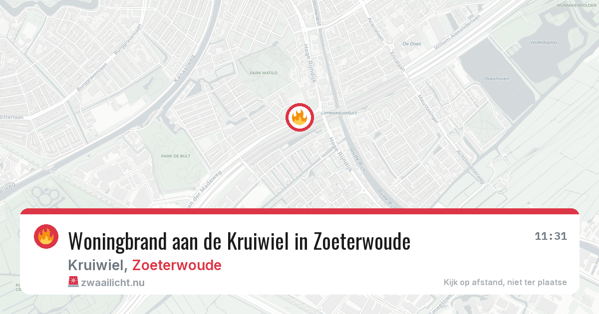 Woningbrand aan de Kruiwiel in Zoeterwoude — 17 feb 2026
