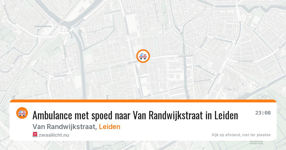 Ambulance met spoed naar Van Randwijkstraat in Leiden — 25 jul 2026