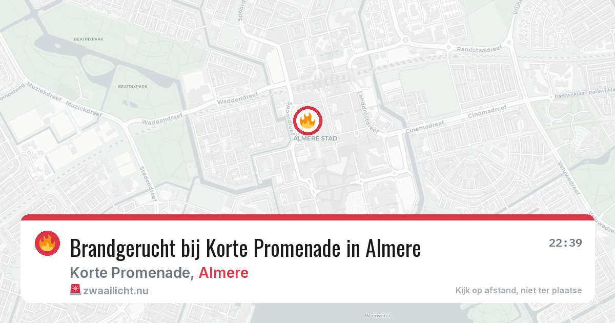 Brandgerucht bij Korte Promenade in Almere — 17 jul 2026