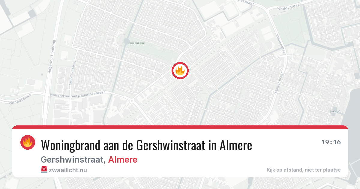 Woningbrand aan de Gershwinstraat in Almere — 22 mei 2026