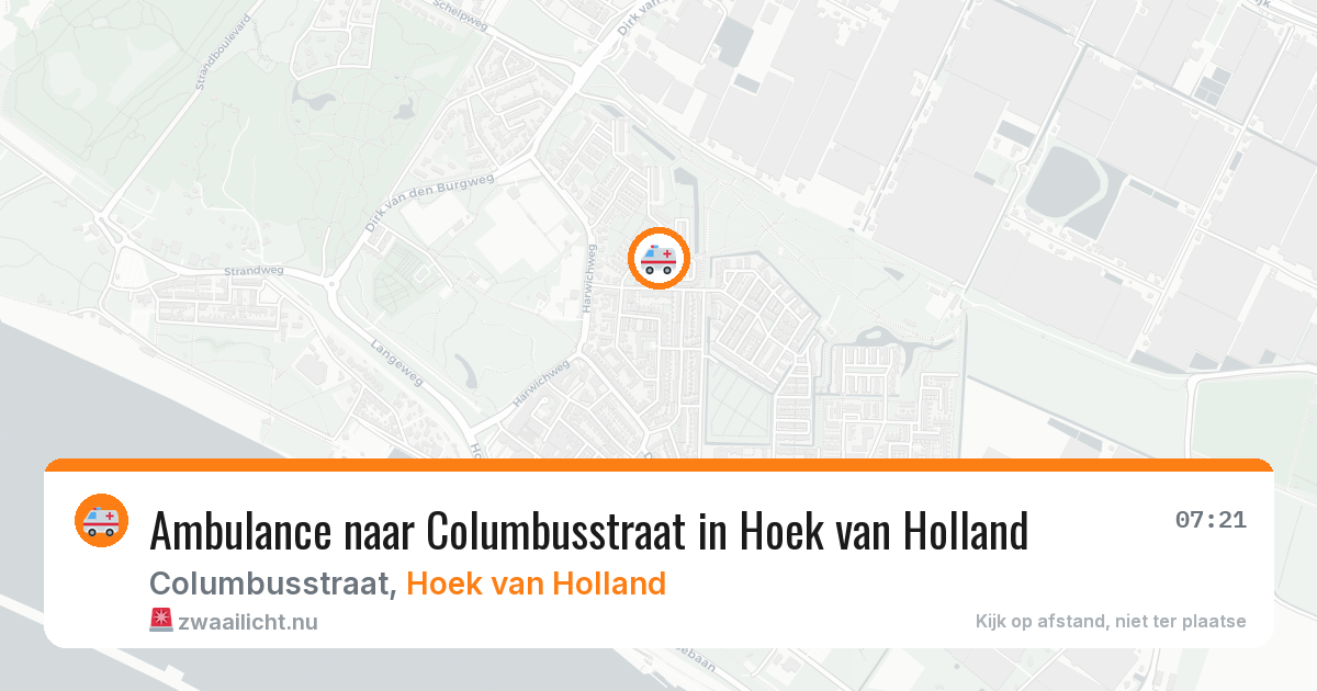 Ambulance naar Columbusstraat in Hoek van Holland — 20 jul 2026