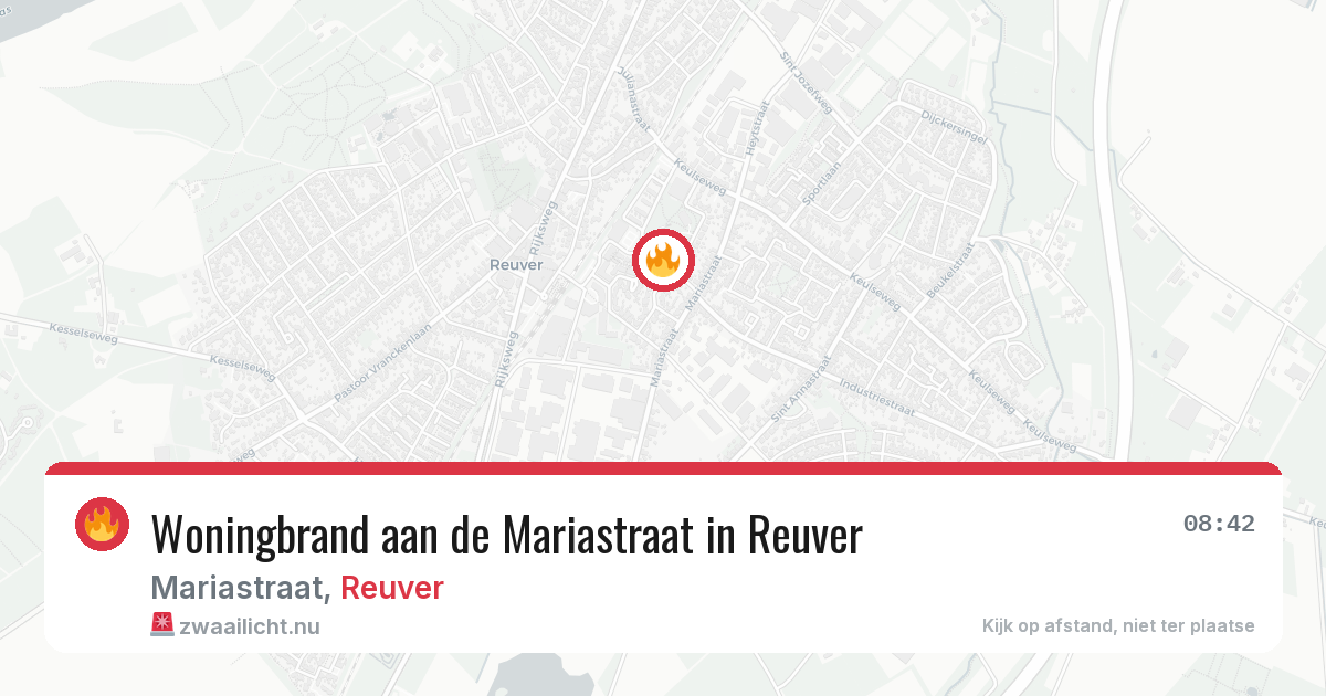 Woningbrand aan de Mariastraat in Reuver — 12 jul 2026