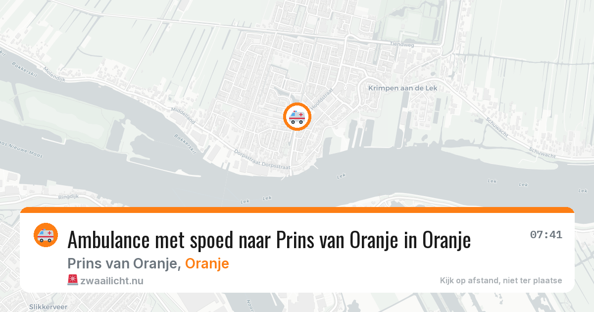 Ambulance met spoed naar Prins van Oranje in Oranje — 9 jul 2026