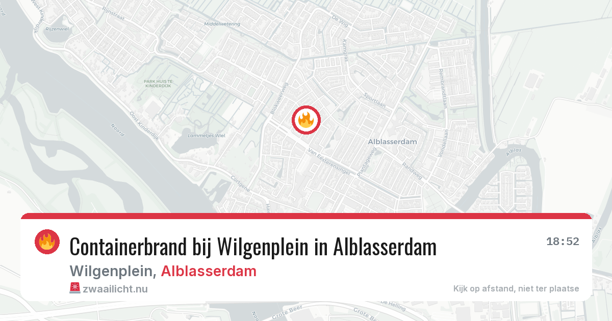 Containerbrand bij Wilgenplein in Alblasserdam — 22 jul 2026