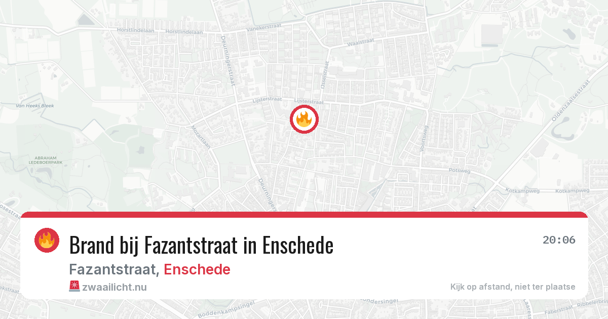 Brand bij Fazantstraat in Enschede — 16 jul 2026