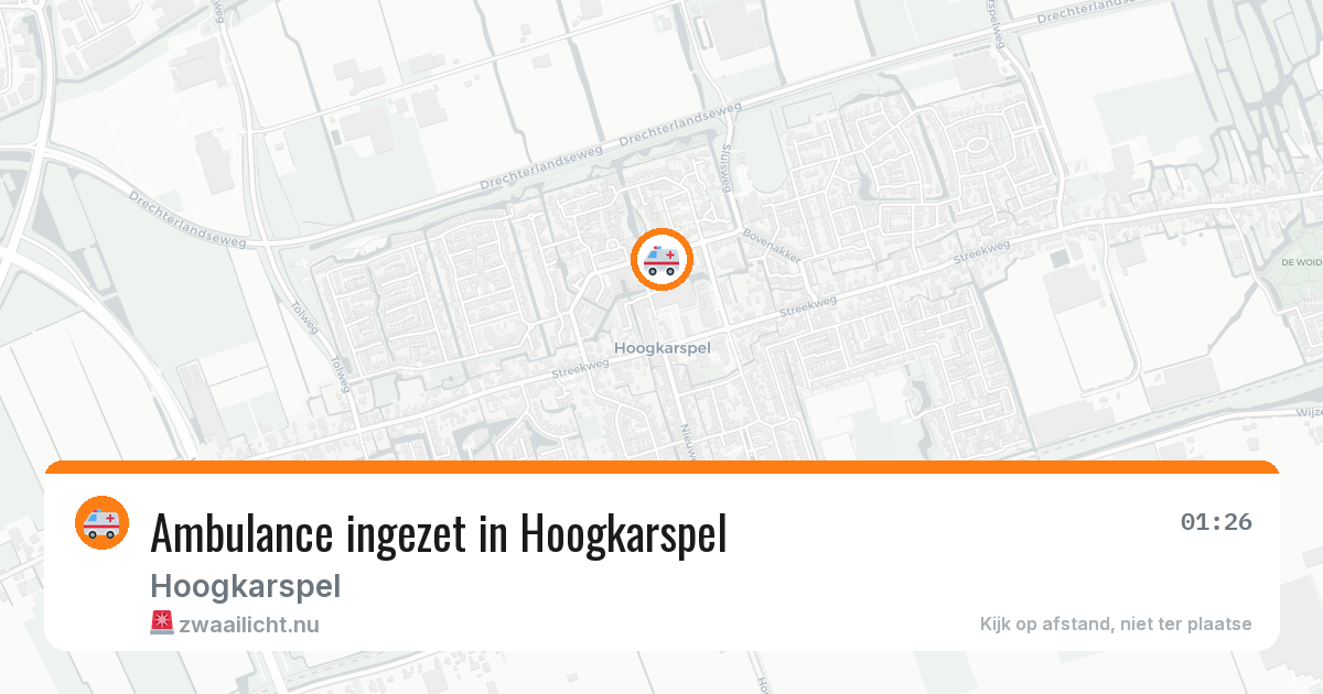 Ambulance ingezet in Hoogkarspel — 9 jul 2026 | 🚨 Zwaailicht.nu