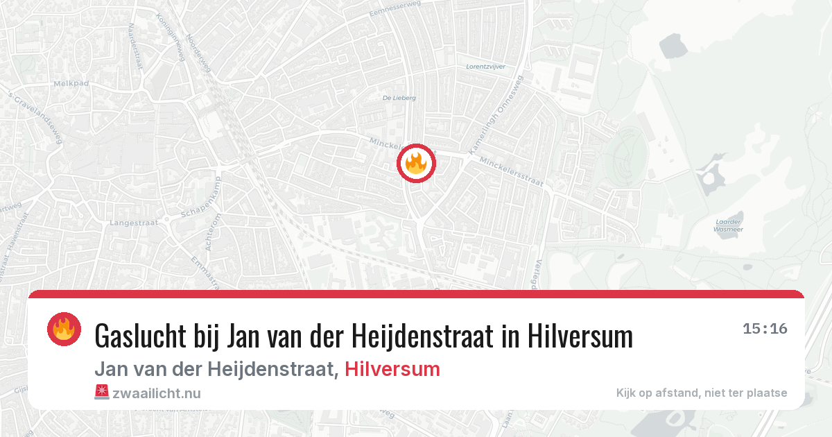 Gaslucht bij Jan van der Heijdenstraat in Hilversum — 15 mei 2026