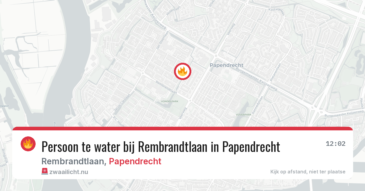 Persoon te water bij Rembrandtlaan in Papendrecht — 25 jul 2026