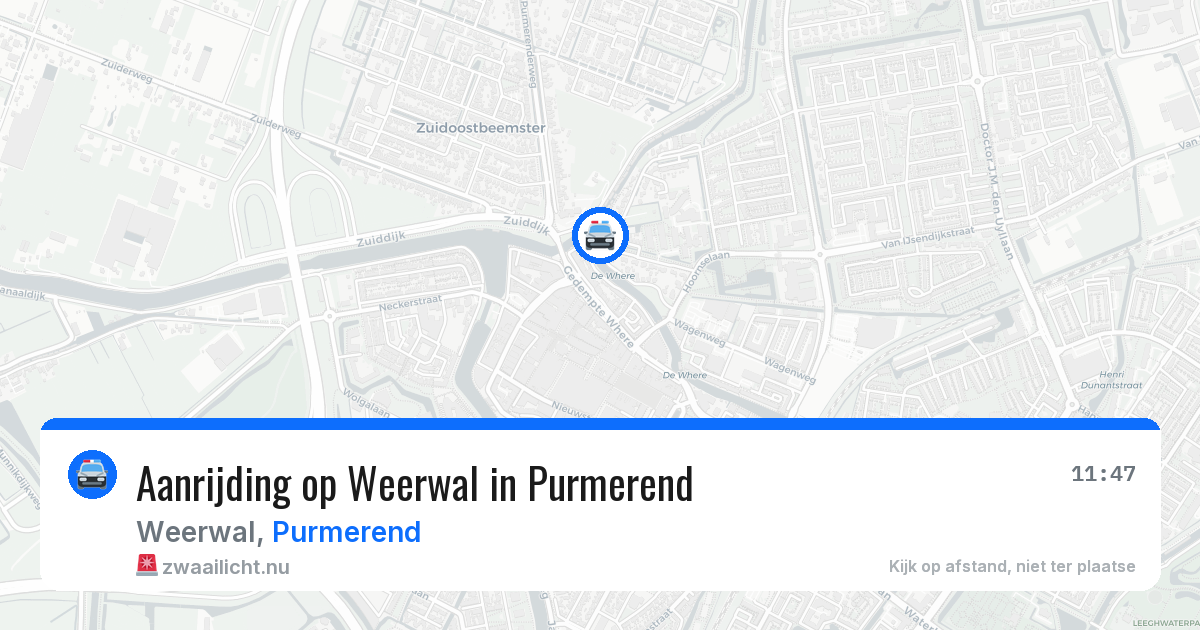 Aanrijding op Weerwal in Purmerend — 18 mrt 2026