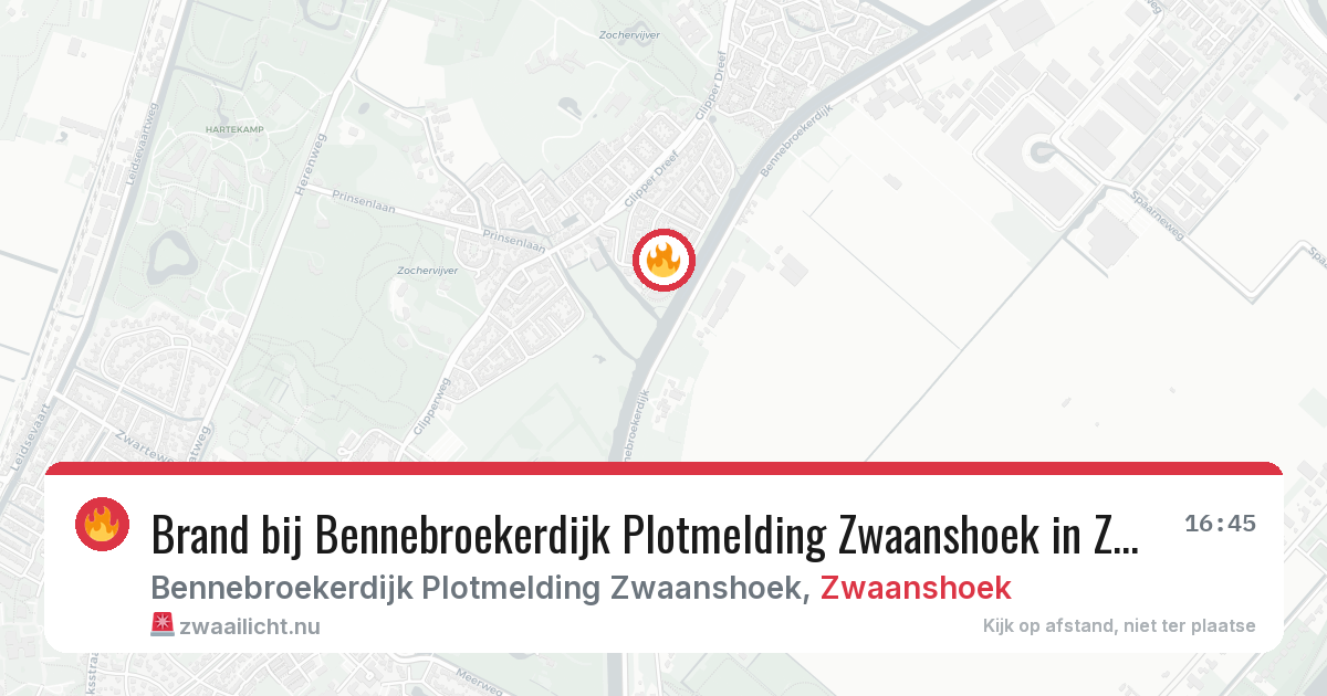 Brand bij Bennebroekerdijk Plotmelding Zwaanshoek in Zwaanshoek — 7 jun 2026