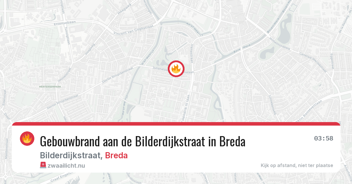 Gebouwbrand aan de Bilderdijkstraat in Breda — 3 apr 2026