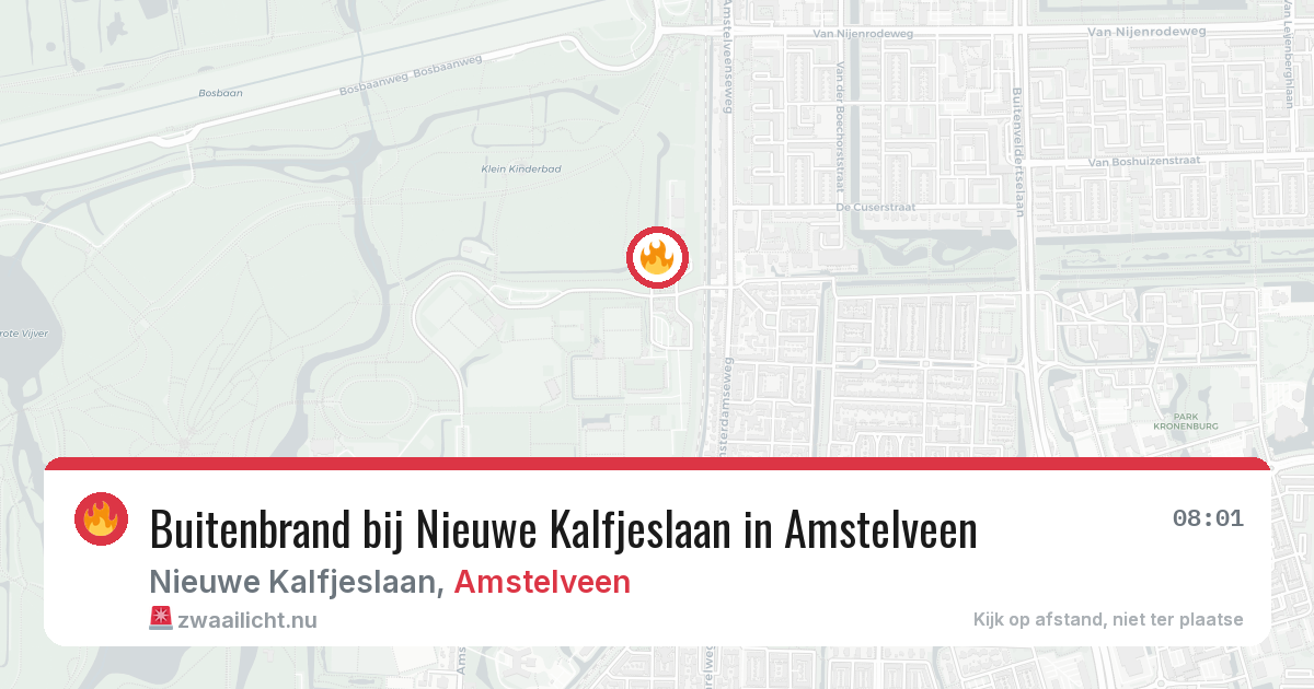 Buitenbrand bij Nieuwe Kalfjeslaan in Amstelveen — 20 jul 2026
