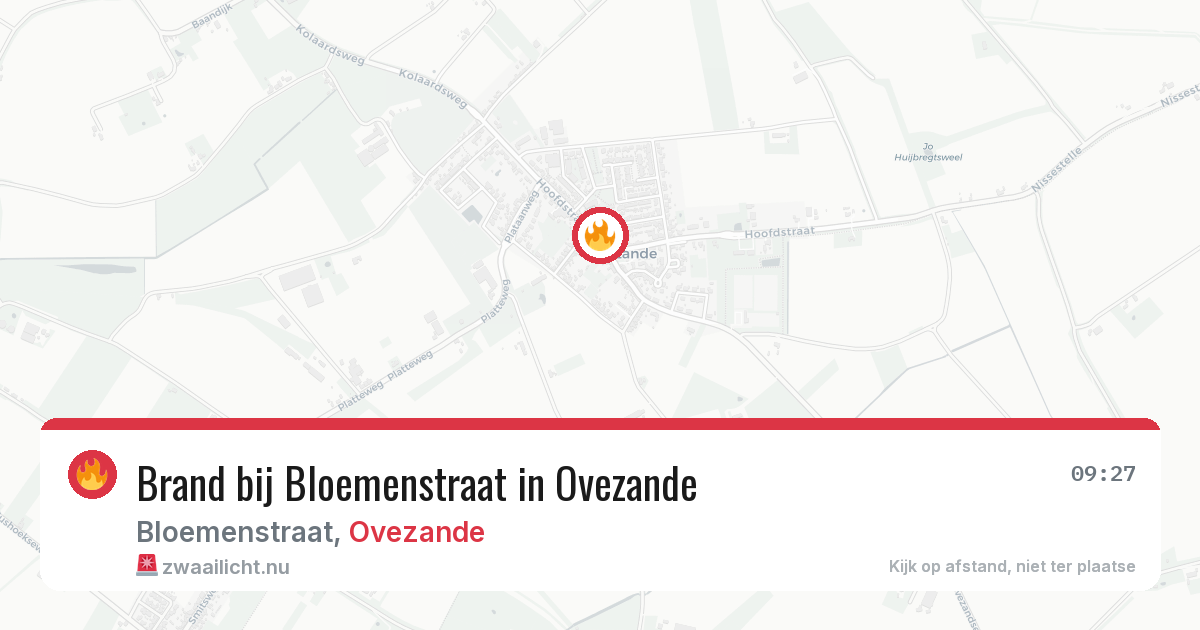 Brand bij Bloemenstraat in Ovezande — 3 jun 2026