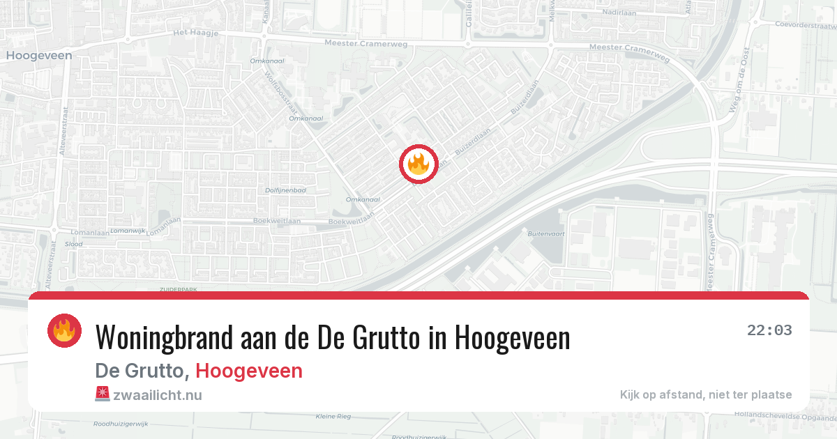 Woningbrand aan de De Grutto in Hoogeveen — 18 jul 2026