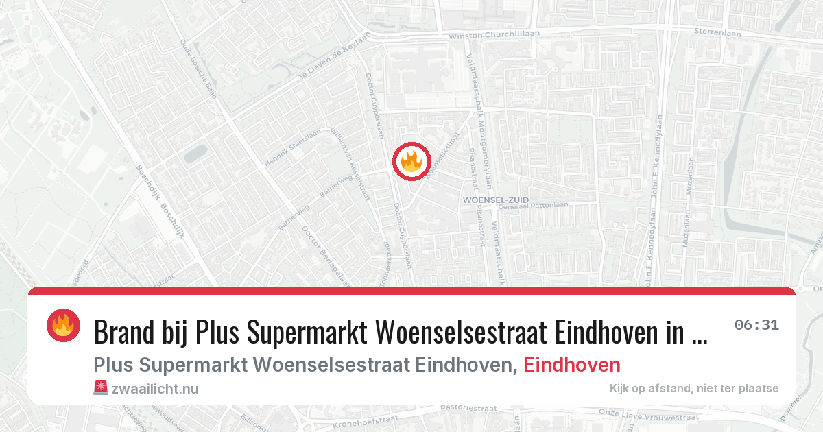 Brand bij Plus Supermarkt Woenselsestraat Eindhoven in Eindhoven — 11 mei 2026