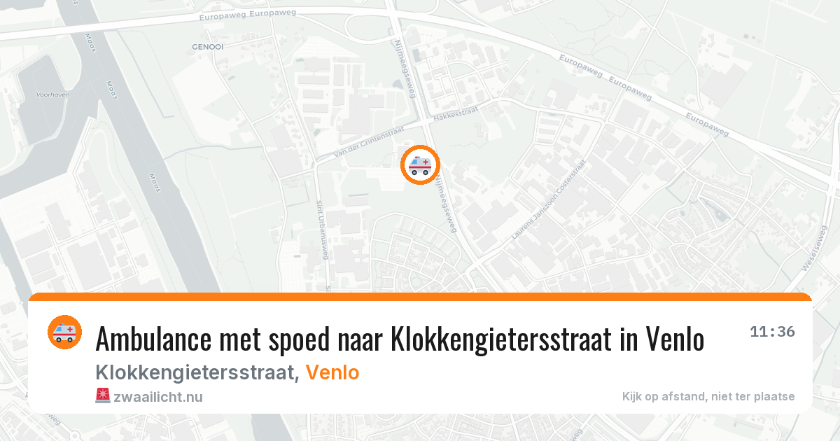Ambulance met spoed naar Klokkengietersstraat in Venlo — 22 jul 2026