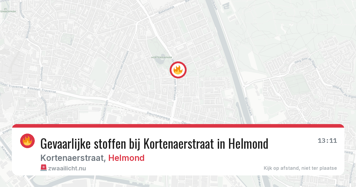 Gevaarlijke stoffen bij Kortenaerstraat in Helmond — 15 mei 2026