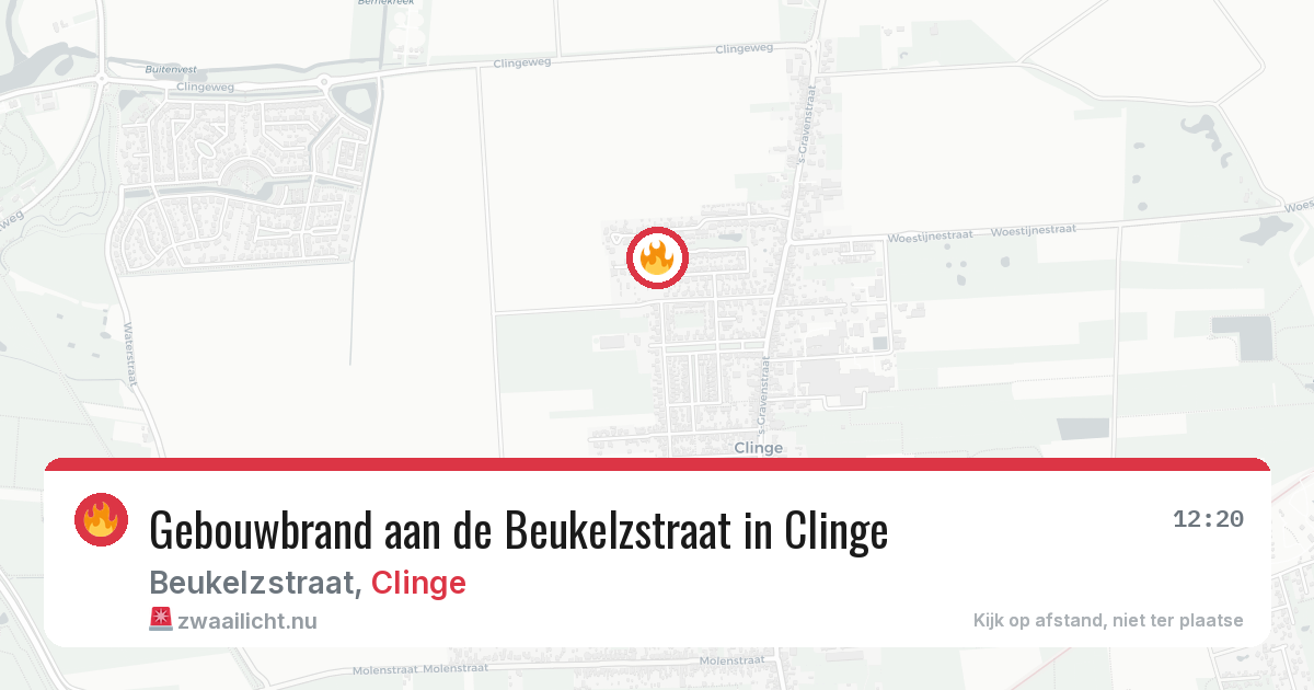Gebouwbrand aan de Beukelzstraat in Clinge — 16 jul 2026