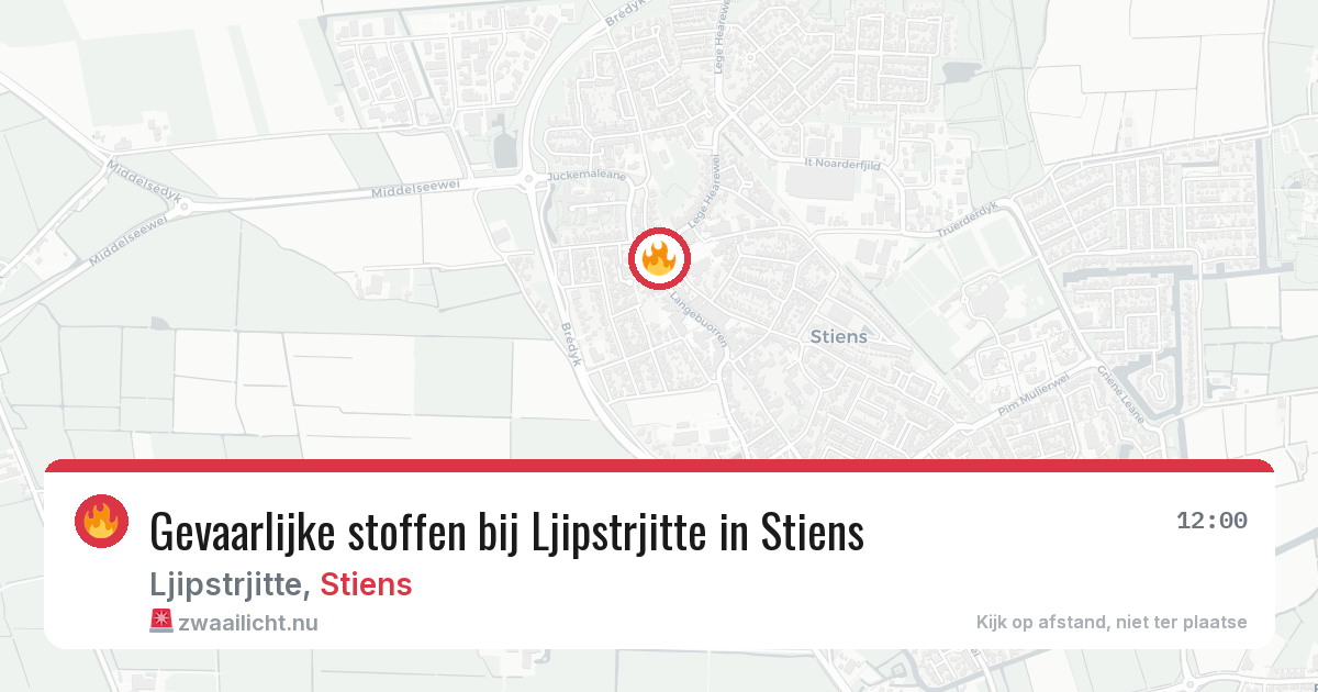 Gevaarlijke stoffen bij Ljipstrjitte in Stiens — 20 mrt 2026