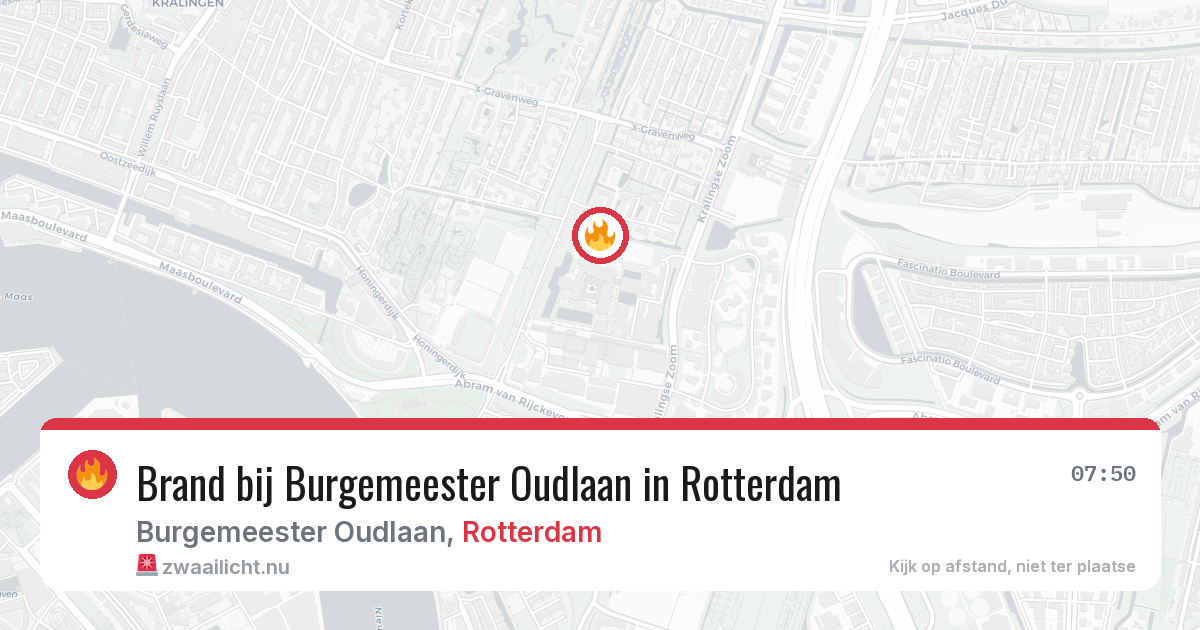 Brand bij Burgemeester Oudlaan in Rotterdam — 16 mei 2026