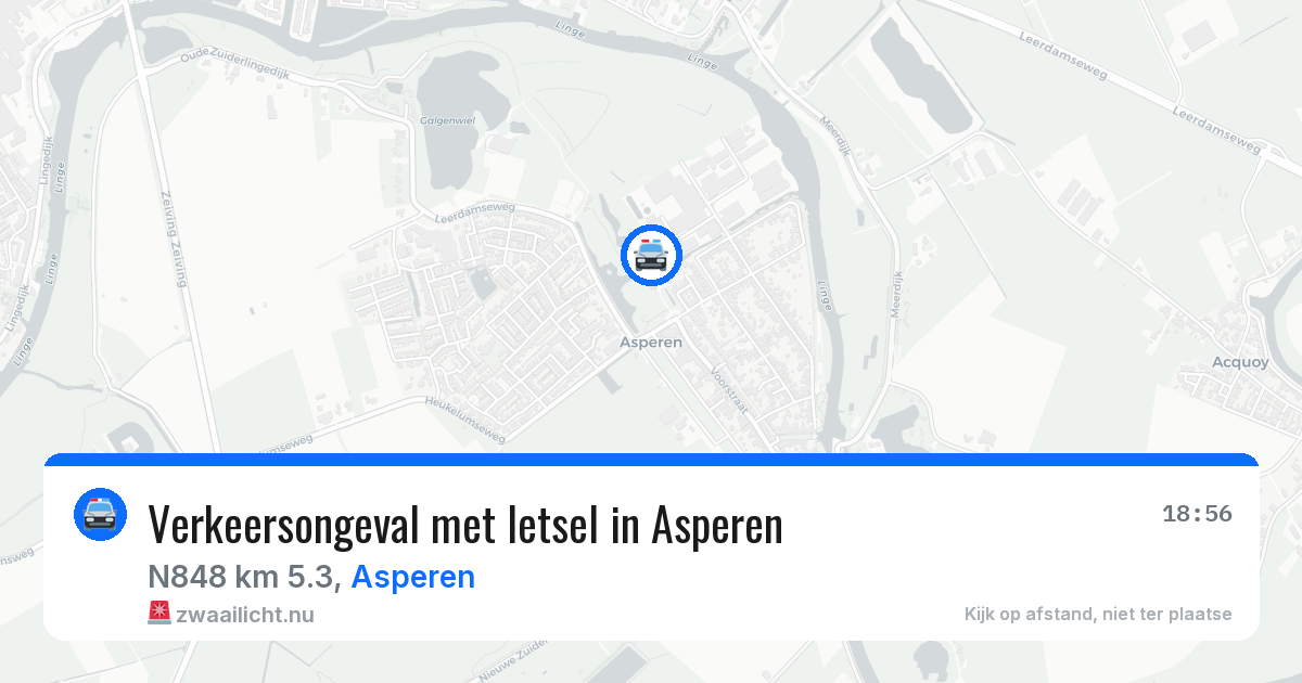 Verkeersongeval met letsel in Asperen — 17 jul 2026