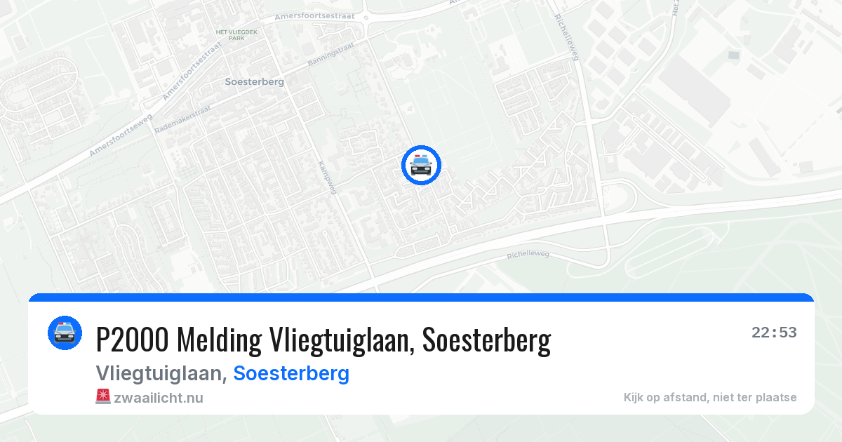 P2000 Melding Vliegtuiglaan, Soesterberg — 19 apr 2026