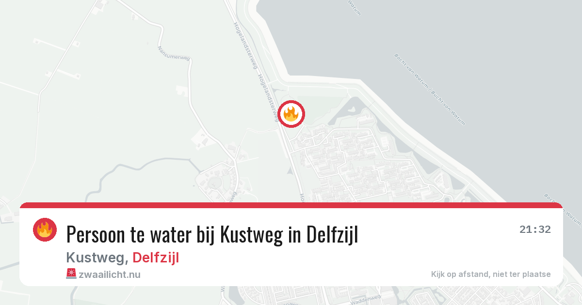Persoon te water bij Kustweg in Delfzijl — 27 mei 2026