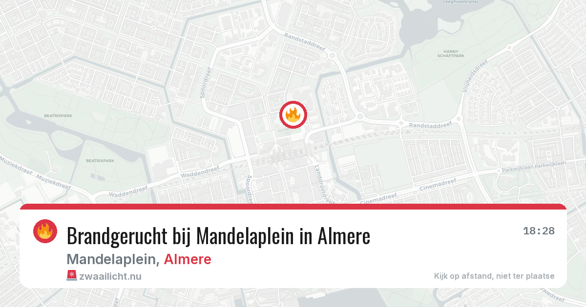 Brandgerucht bij Mandelaplein in Almere — 20 jul 2026