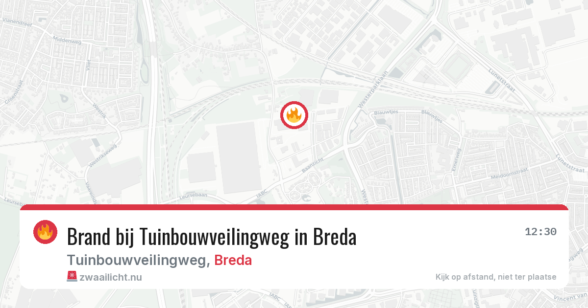 Brand bij Tuinbouwveilingweg in Breda — 15 jul 2026
