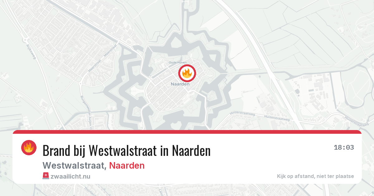 Brand bij Westwalstraat in Naarden — 17 jul 2026
