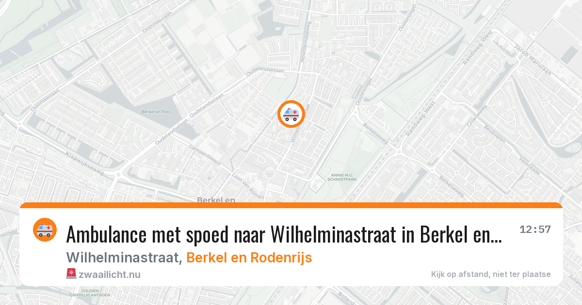 Ambulance met spoed naar Wilhelminastraat in Berkel en Rodenrijs — 9 jul 2026