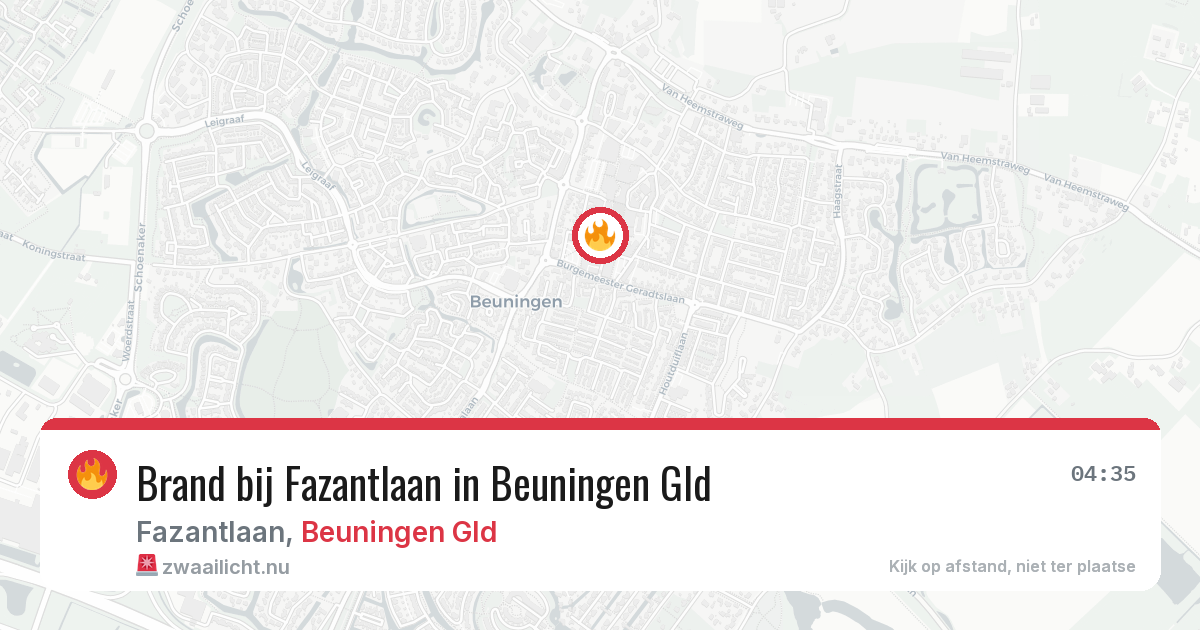 Brand bij Fazantlaan in Beuningen Gld — 15 mrt 2026