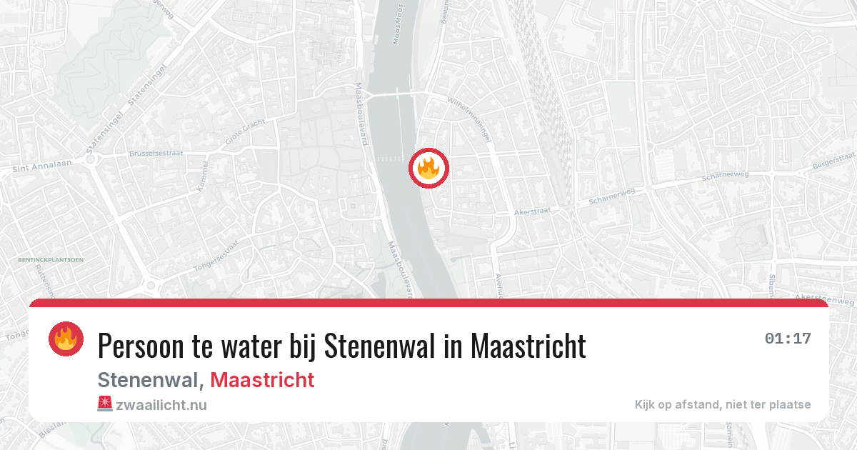 Persoon te water bij Stenenwal in Maastricht — 14 jul 2026