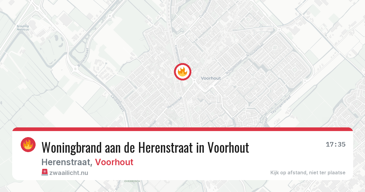Woningbrand aan de Herenstraat in Voorhout — 12 jul 2026