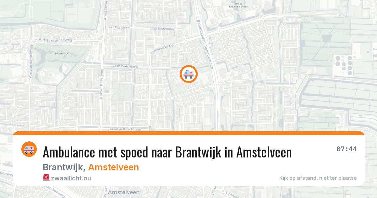 Ambulance met spoed naar Brantwijk in Amstelveen — 20 jul 2026