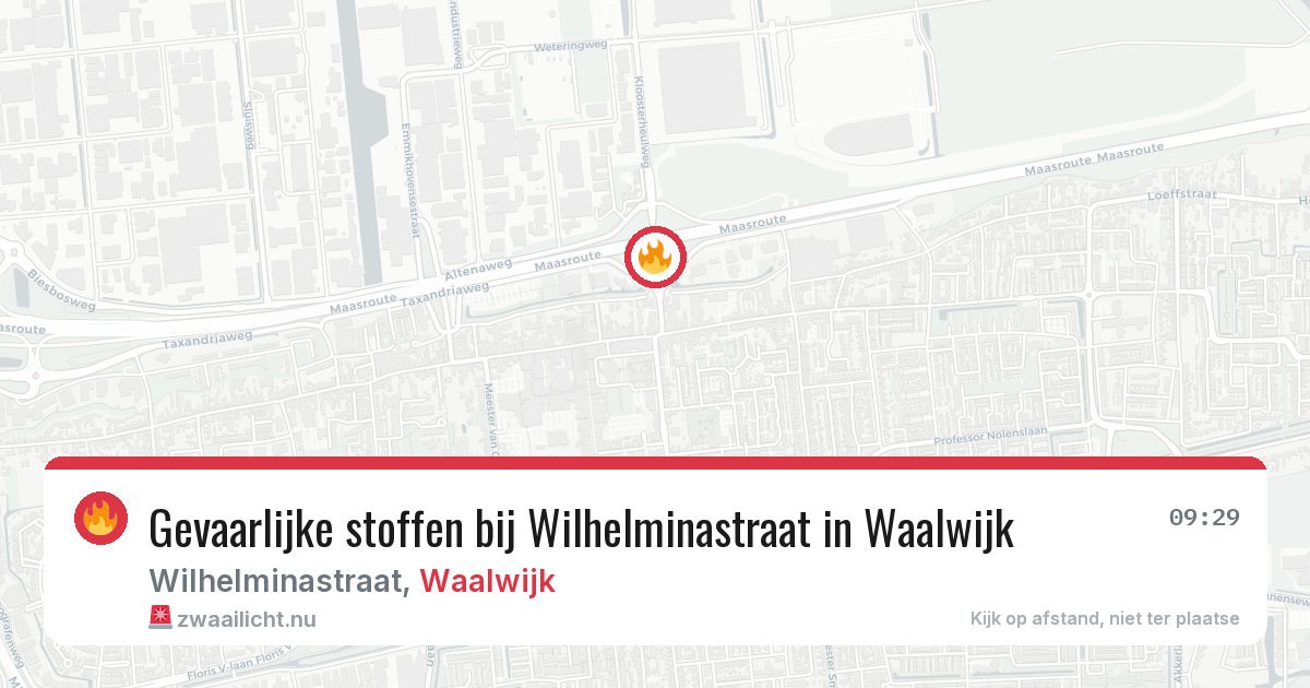 Gevaarlijke stoffen bij Wilhelminastraat in Waalwijk — 13 jul 2026