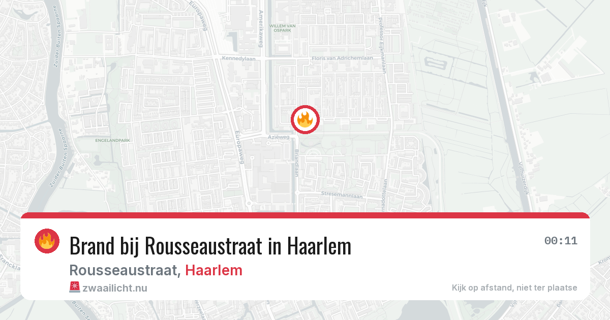 Brand bij Rousseaustraat in Haarlem — 18 jul 2026