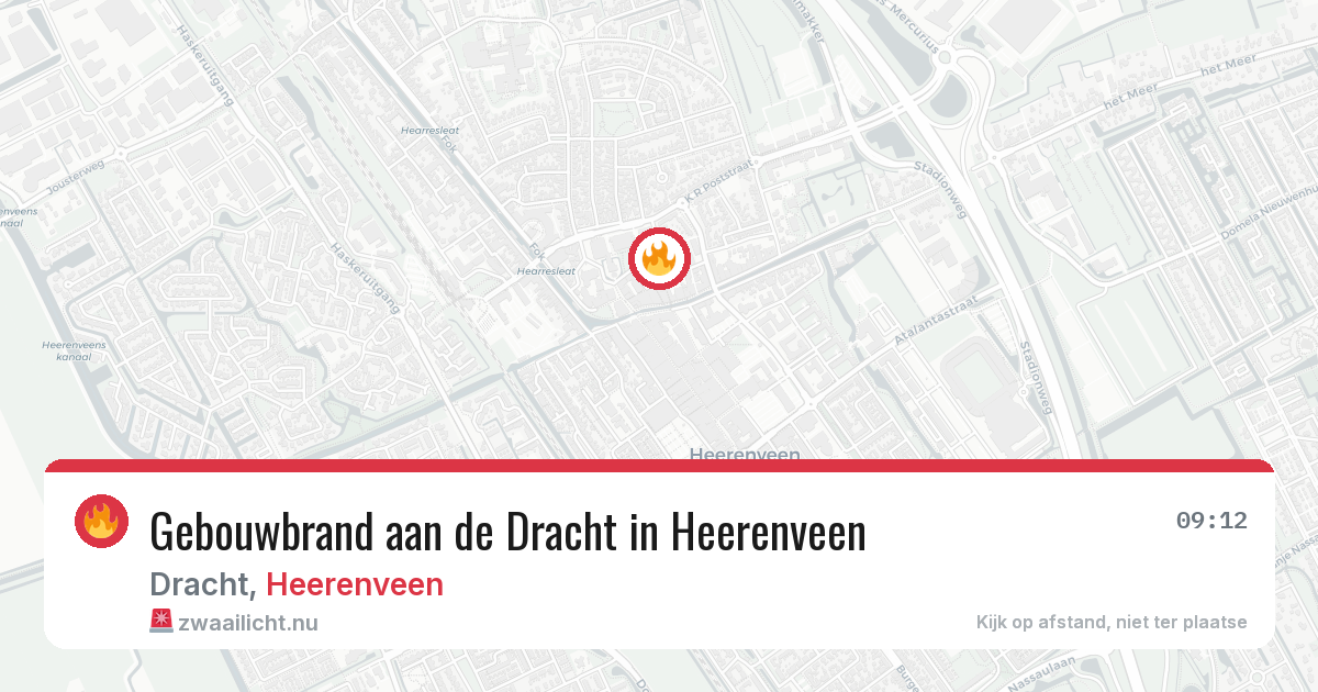 Gebouwbrand aan de Dracht in Heerenveen — 20 jul 2026