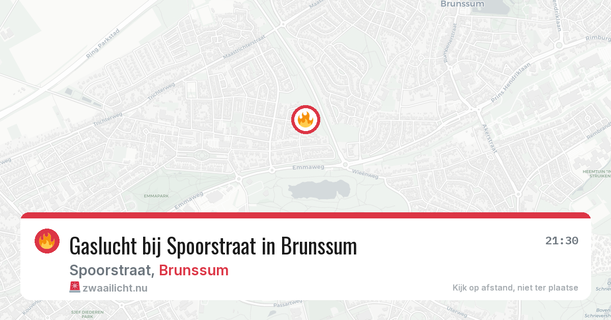 Gaslucht bij Spoorstraat in Brunssum — 19 mrt 2026