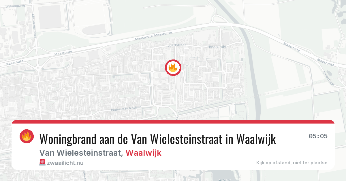 Woningbrand aan de Van Wielesteinstraat in Waalwijk — 5 apr 2026