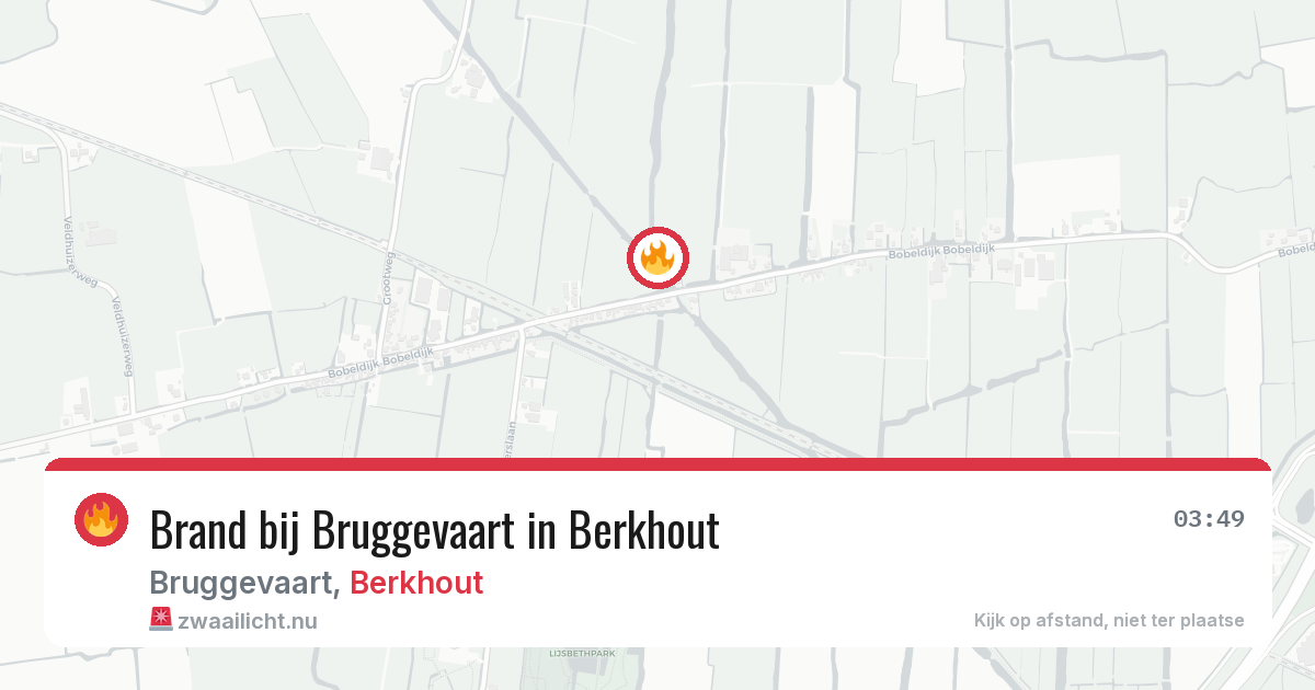 Brand bij Bruggevaart in Berkhout — 23 mei 2026