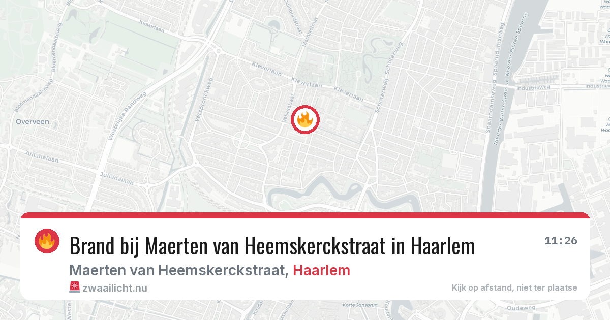 Brand bij Maerten van Heemskerckstraat in Haarlem — 25 jul 2026