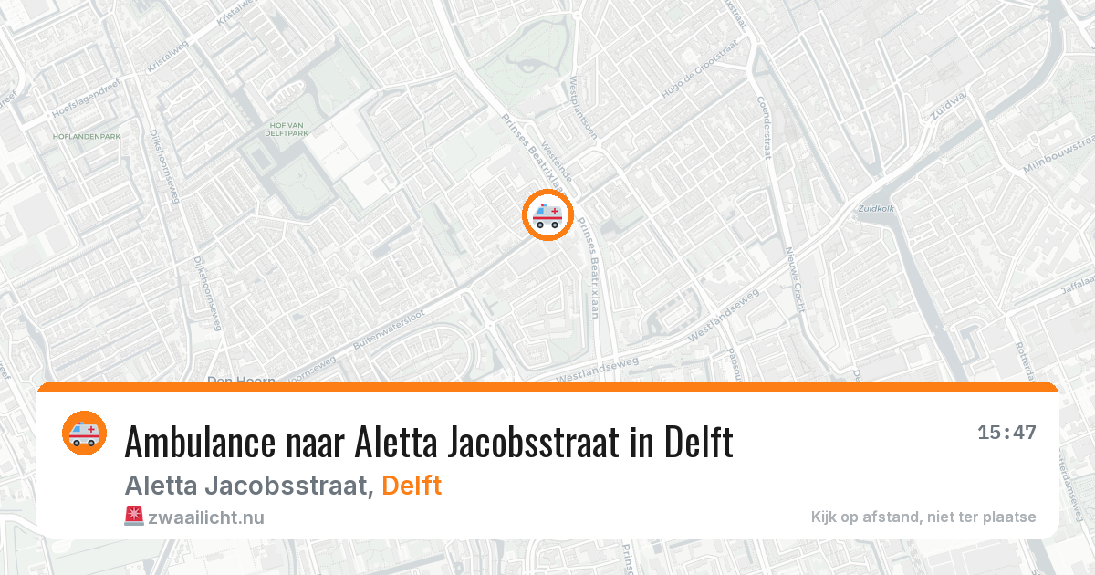Ambulance naar Aletta Jacobsstraat in Delft — 14 mrt 2026