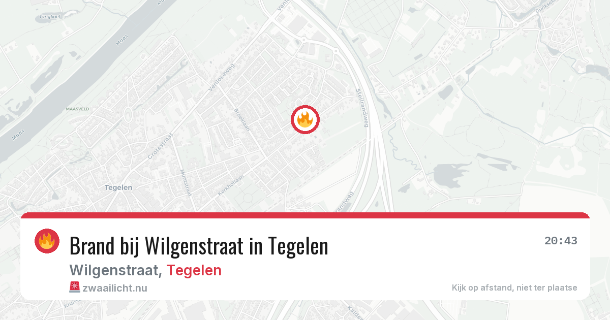 Brand bij Wilgenstraat in Tegelen — 13 apr 2026